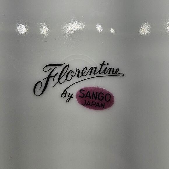 Set Of 4 Sango Florentine Rim Soup Bowl 7 5/8" Vintage Japan Platinum Trim - Picture 7 of 7